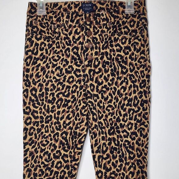 J CREW Factory Womens Size 26 Leopard Print 9" High Rise Button Fly Skinny Jeans - Picture 3 of 9